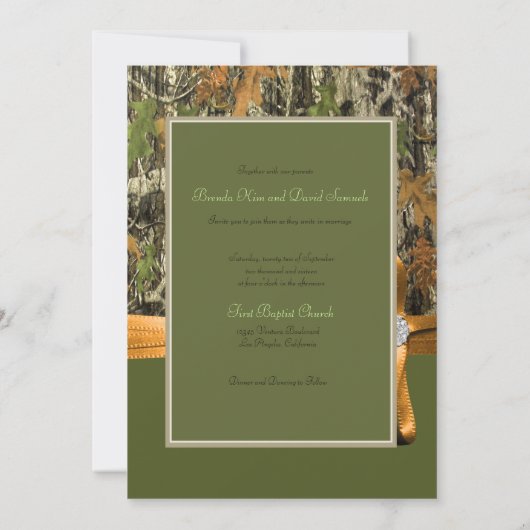 Faire-part de mariage de Camo de chasse (Dos)