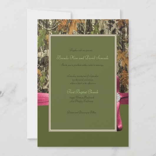 Faire-part de mariage de Camo de chasse (Dos)