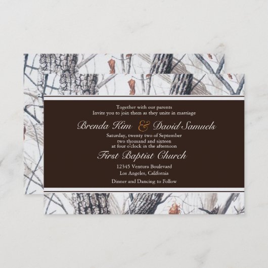 Faire-part de mariage de Camo d'hiver (Devant / Derrière)