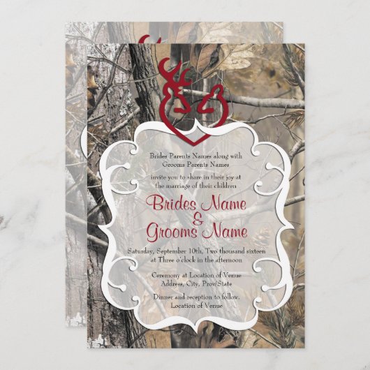 Faire-part de mariage de camouflage (Devant / Derrière)
