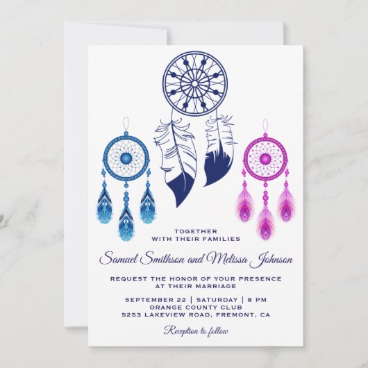 Faire-part de mariage de capture de rêve rose (Devant)