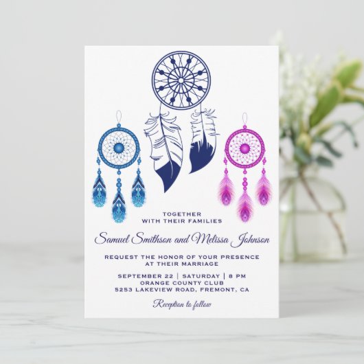 Faire-part de mariage de capture de rêve rose (Debout devant)