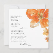 Faire-part de mariage de Carré d'aquarelle orange (Devant)