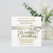 Faire-part de mariage de Carré de ruban blanc et d (Debout devant)