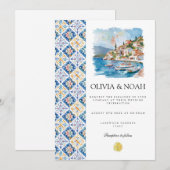 Faire-part de mariage de carreaux de citron médite (Devant / Derrière)