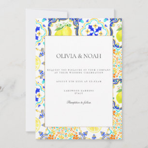 Faire-part de mariage de carreaux de citron médite