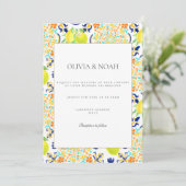 Faire-part de mariage de carreaux de citron médite (Debout devant)