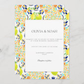 Faire-part de mariage de carreaux de citron médite (Devant / Derrière)