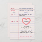 Faire-part de mariage de carte de bibliothèque (Devant / Derrière)