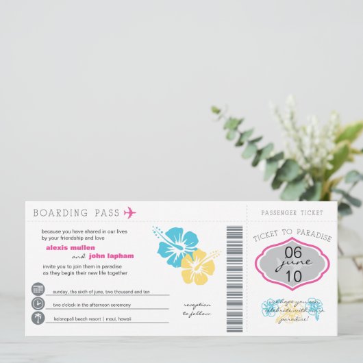 Faire-part de mariage de carte d'embarquement (Debout devant)