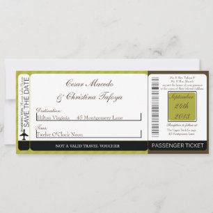 Faire-part de mariage de carte d'embarquement Gree
