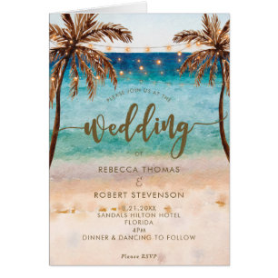 faire-part de mariage de carte plié par plage