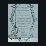 Faire-part de mariage de carte postale Peacock Bir<br><div class="desc">Elégant noir oiseaux & papillons Faire-part de mariage contre un gris chaud mais vous choisissez des couleurs de carte et couleur de police - Correspondre à vos couleurs Mariages ici</div>