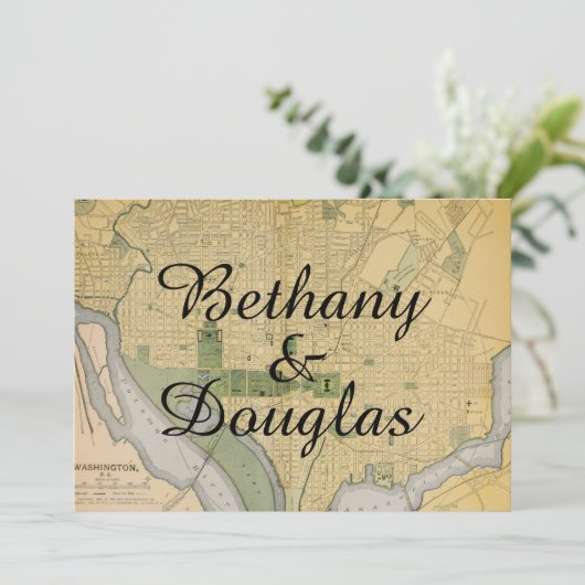 Faire-part de mariage de carte Rustique Washington (Debout devant)