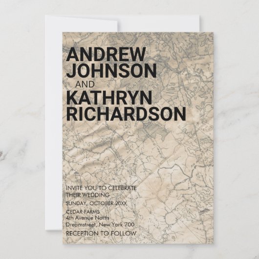 Faire-part de mariage de carte vintage (Devant)