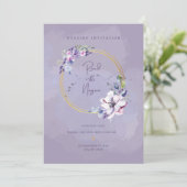 Faire-part de mariage de carte violet (Debout devant)