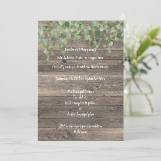 Faire-part de mariage DE CASCADE EUCALYPTUS RUSTIQ (Debout devant)