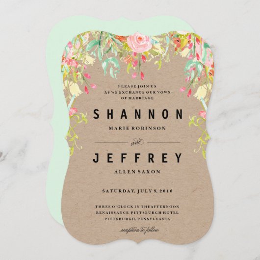 Faire-part de mariage DE CASCADE RUSTIQUE de (Devant / Derrière)