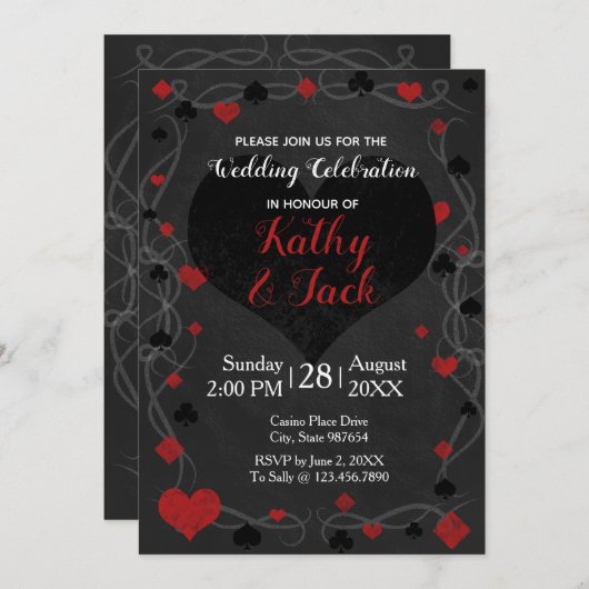 Faire-part de mariage de casino élégant (Devant / Derrière)