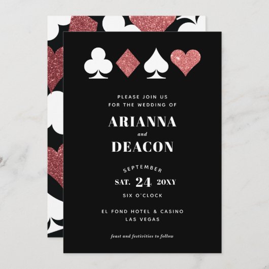 Faire-part de mariage de casino moderne avec paill (Devant / Derrière)