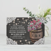 Faire-Part de Mariage de Cave Rustique | Guirlande (Debout devant)