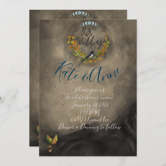 Faire-part de mariage de célébration de l'aquarell (Devant / Derrière)