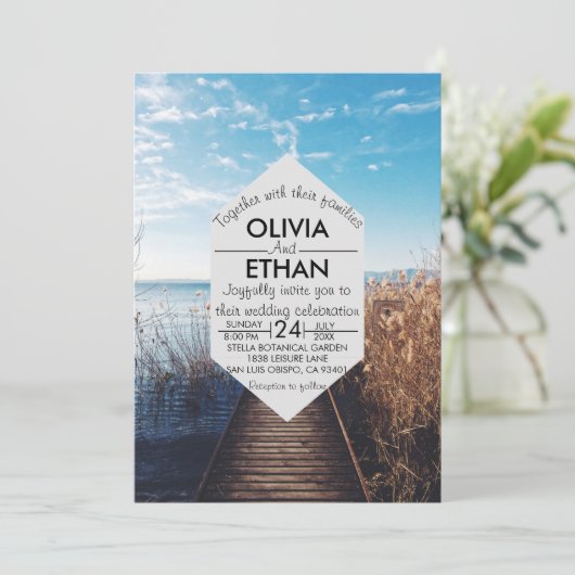 Faire-part de mariage de célébration de plage sur  (Debout devant)