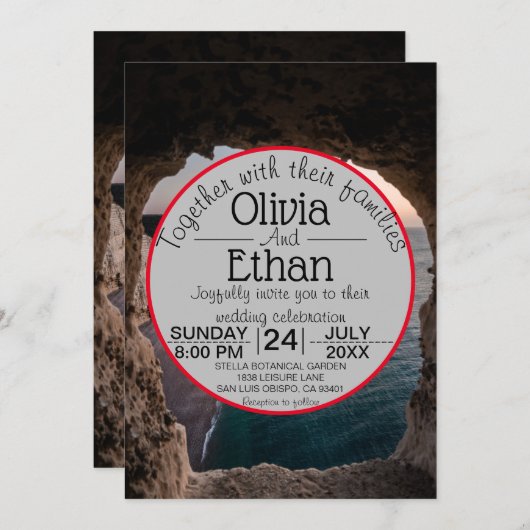 Faire-part de mariage de célébration de plage sur  (Devant / Derrière)