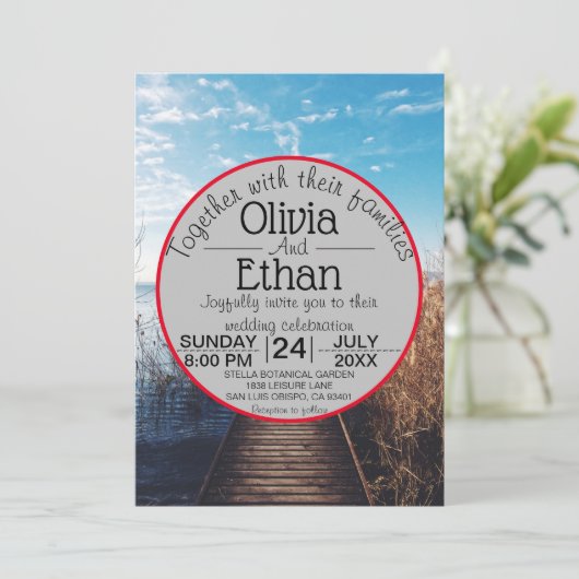 Faire-part de mariage de célébration de plage sur  (Debout devant)