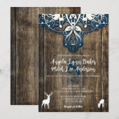 Faire-part de mariage de cerfs en dentelle de bois (Devant / Derrière)