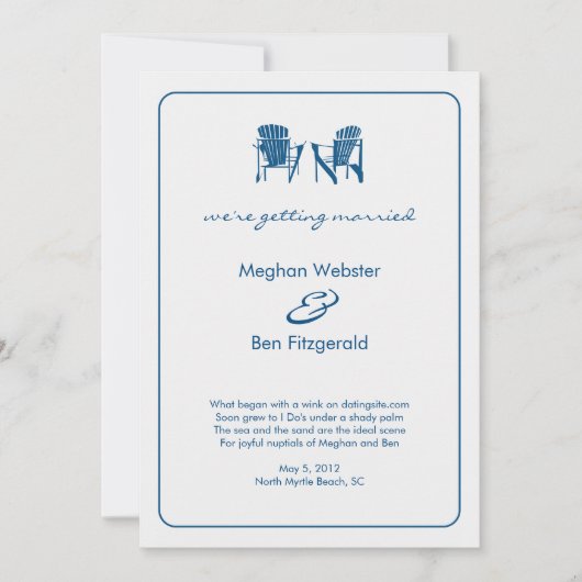 Faire-part de mariage de chaises Adirondack (Devant)