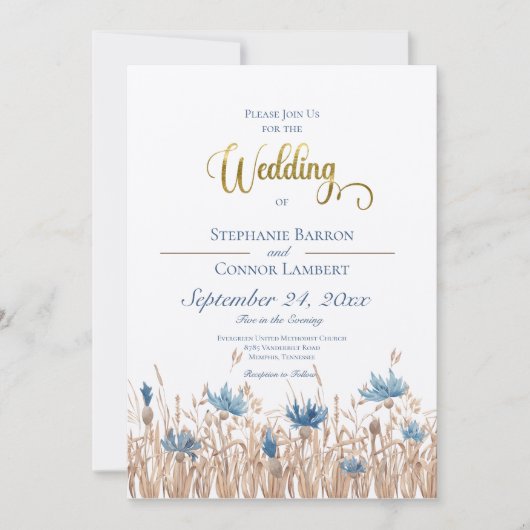 Faire-part de mariage de champs de Cornflowers ble (Devant)