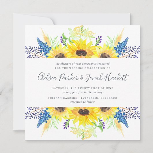 Faire-part de mariage de champs de fleurs | CARRÉ (Devant)