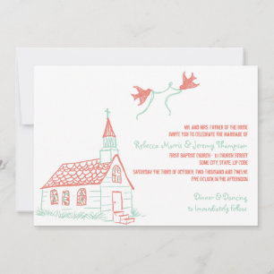 Faire-part de mariage de chapelle de corail et de