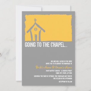 Faire-part de mariage de chapelle jaune et gris