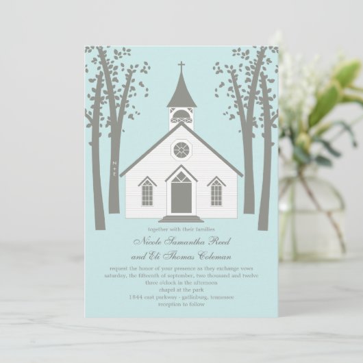 Faire-part de mariage de chapelle Whimsical (Debout devant)