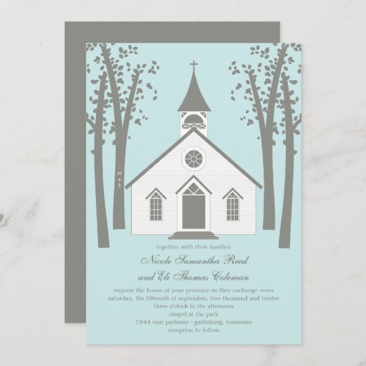 Faire-part de mariage de chapelle Whimsical (Devant / Derrière)