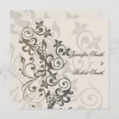 Faire-part de mariage de charbon et de fibres d'iv (Devant / Derrière)