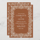 Faire-part de mariage de charpente de terre cuite  (Devant / Derrière)