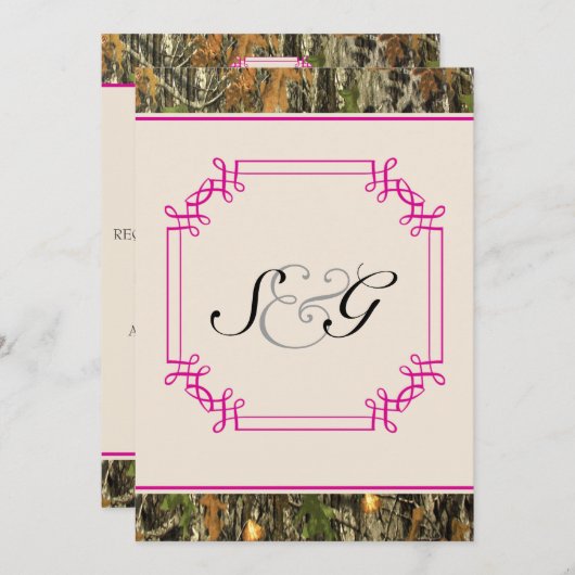 Faire-part de mariage de chasse rustique de Camo r (Devant / Derrière)