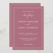 Faire-part de mariage de châssis violet de script  (Devant / Derrière)