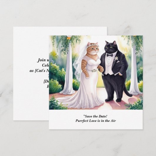 Faire-part de mariage de chat (Devant / Derrière)