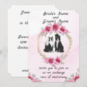 Faire-part de mariage de chat en smoking et de cha (Devant / Derrière)