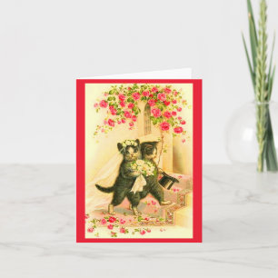 faire-part de mariage de chaton mariés et femmes