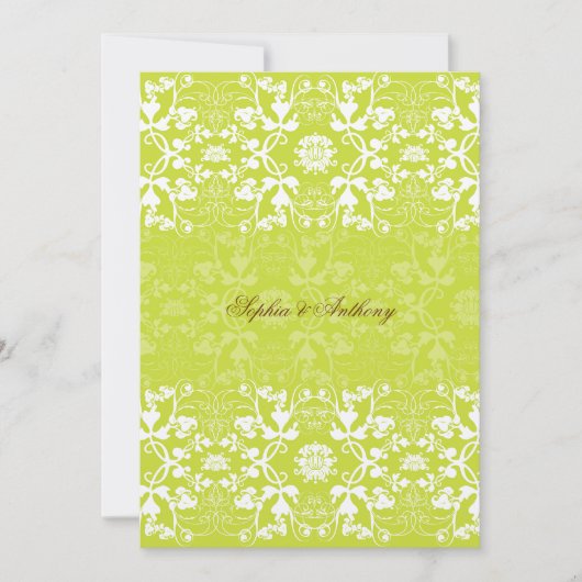 Faire-part de mariage de chaux de dentelle Damask  (Devant)