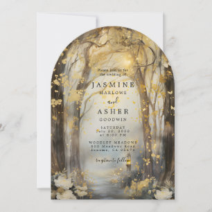Faire-part de mariage de chemin de forêt enchantée