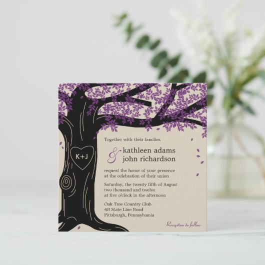 Faire-part de mariage de chêne (Debout devant)