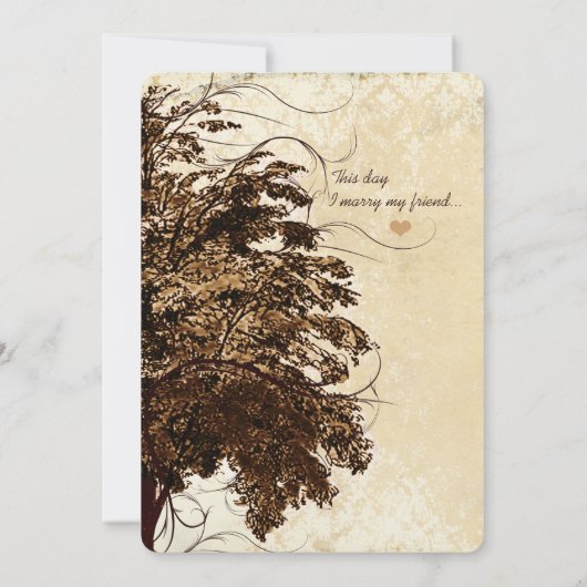 Faire-part de mariage de chêne Brown (Dos)