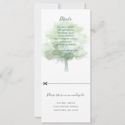 faire-part de mariage de chêne vert avec rsvp atta (Dos)