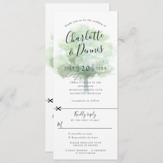 faire-part de mariage de chêne vert avec rsvp atta (Devant / Derrière)